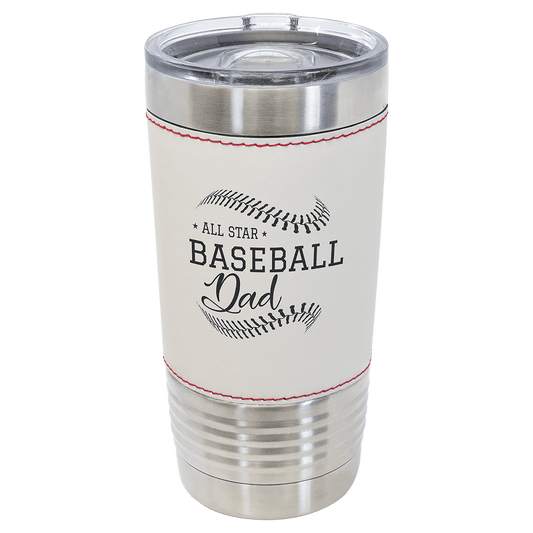 20 oz. Laser Engraved Sports Leather Tumbler with Slider Lid