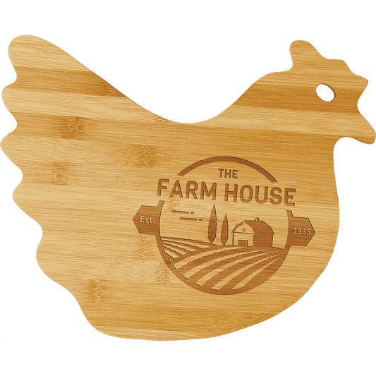 Laser Engraved Bamboo Hen Shaped Cutting Board